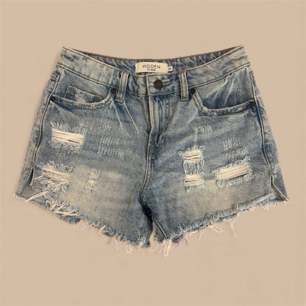 HIDDEN Brand Distressed Light Wash Denim Cutoff Jean Shorts XS